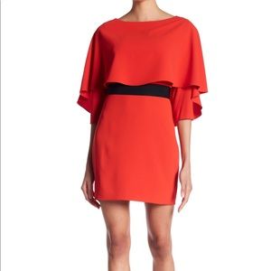 Poppy Orange Mini Cape Dress